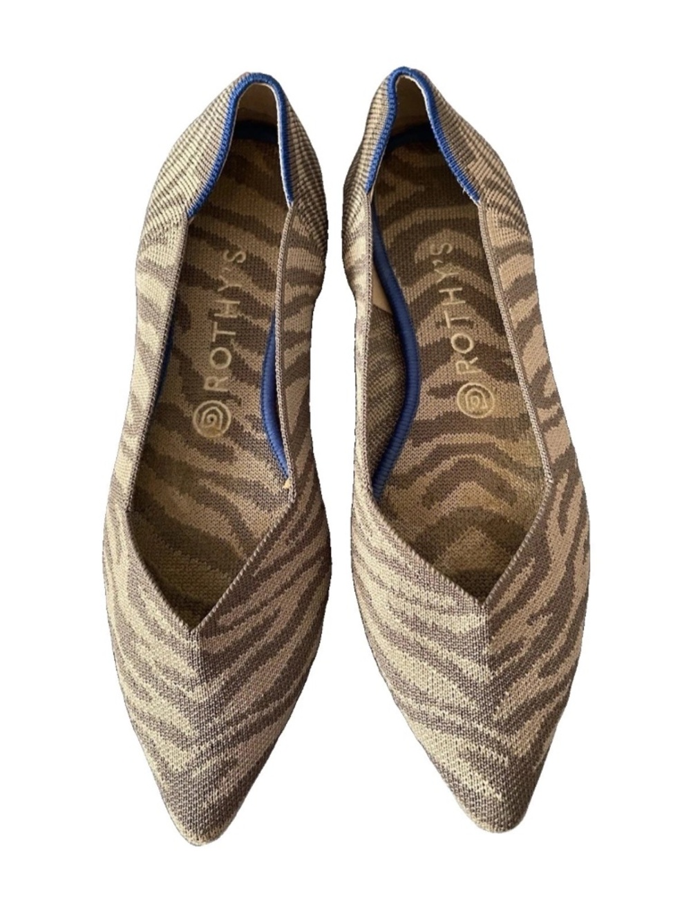 Rothy’s Women’s The Point in Grey Zebra Stripes Flats 9.5 Classic Quiet Luxury